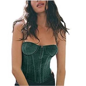 COPY - green corset velvet top